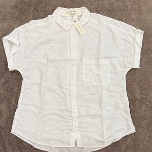 Anthropologie Cloth & Stone Crisp White Button Down Shirt